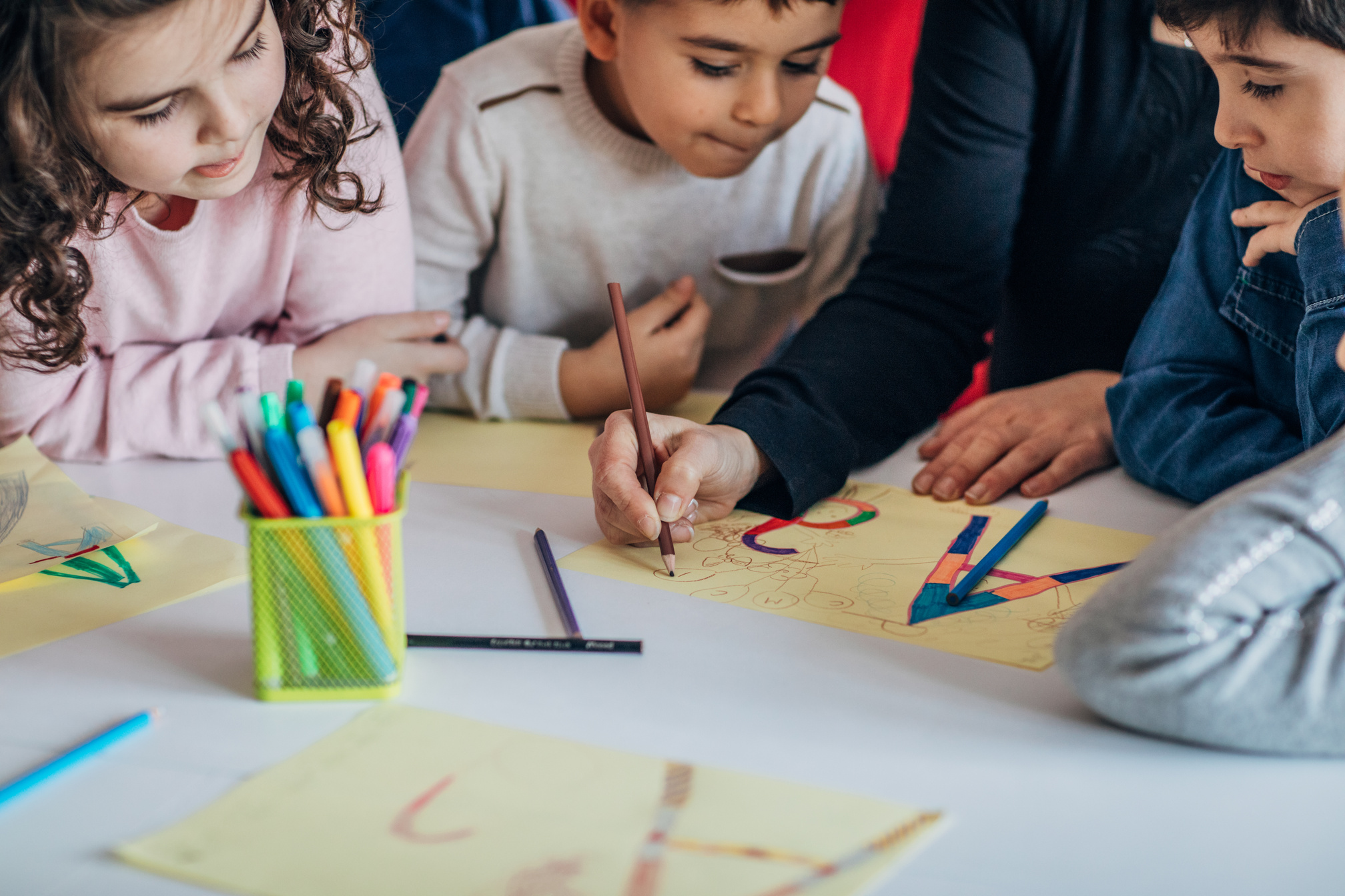 Kids learning writing in preschool